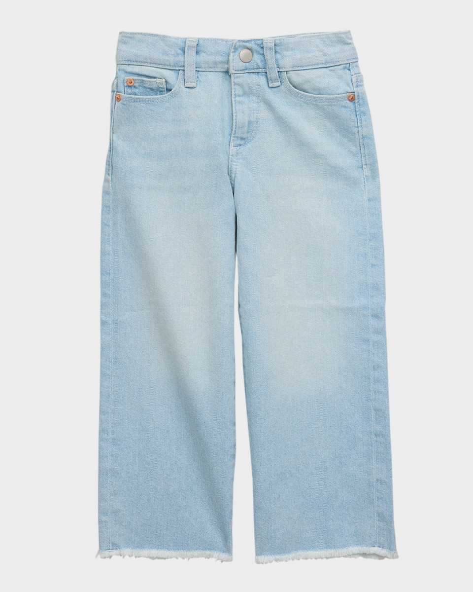 Girl's Lily Wide Leg Raw Edge Hem Jeans, Size 2-6